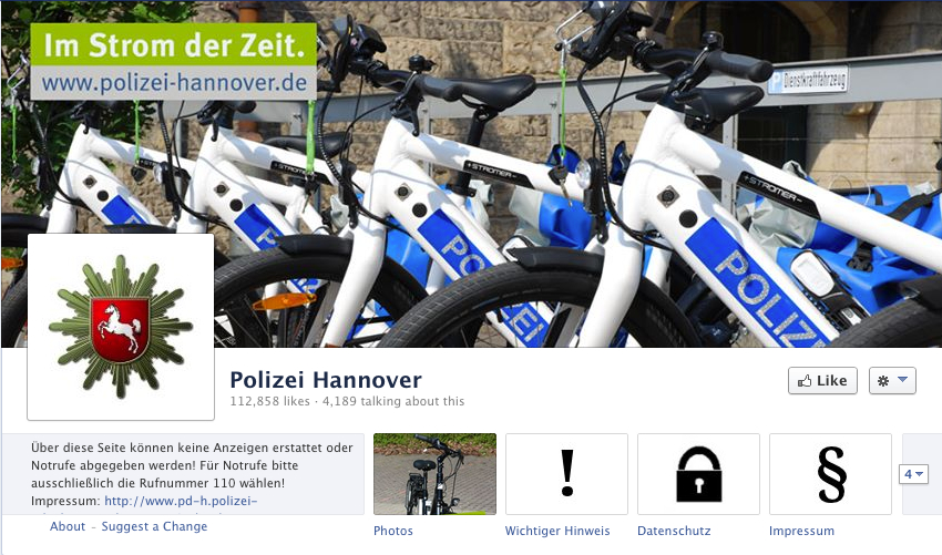 Die Polizei aus Hannover auf Facebook