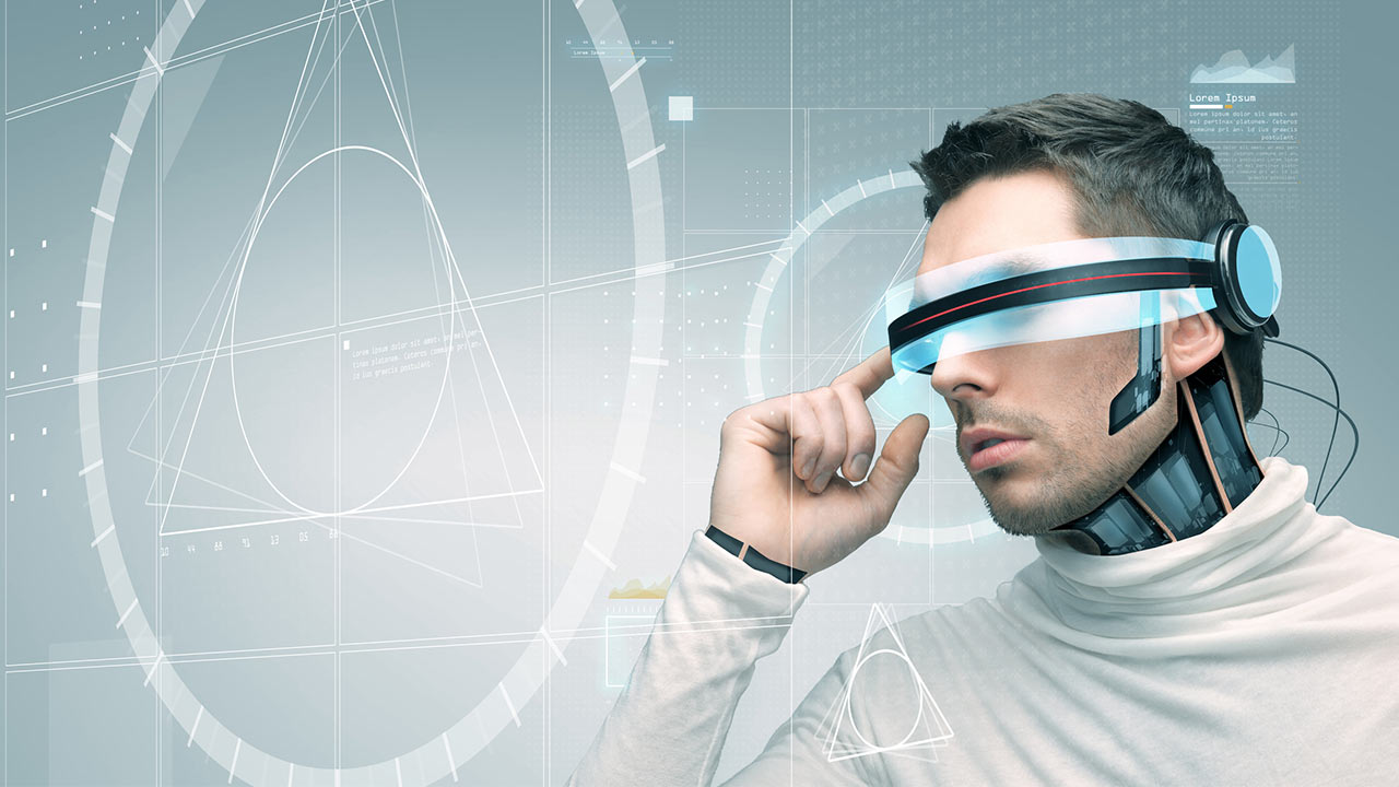 Mann Datenbrille futuristisch Fotolia