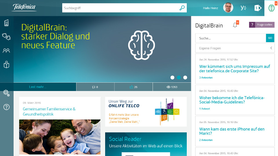 Intranet-Startseite mit Digital Brain.