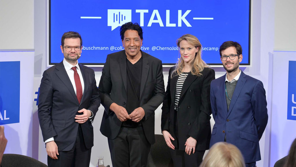Marco Buschmann, Cherno Jobatey, Valesca Molinari und Cherno Jobatey beim UdL Digital Talk | Foto Henrik Andree